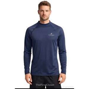Stingray Beachwear Men's Long Sleeve Rash Guard Sun Shirt Navy Blue Size M